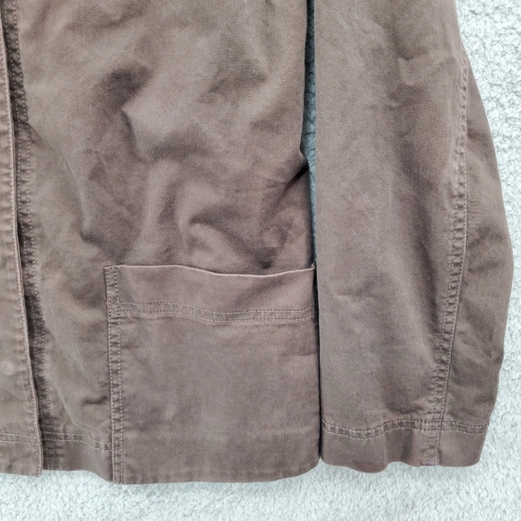 Eileen Fisher Jacket Women's Medium Snap Front Collarless Canvas Brown - Picture 5 of 11